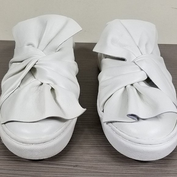 Halogen Manny Knotted Slip-On Sneaker, White Leather, Womens Size 6 - Picture 2 of 10